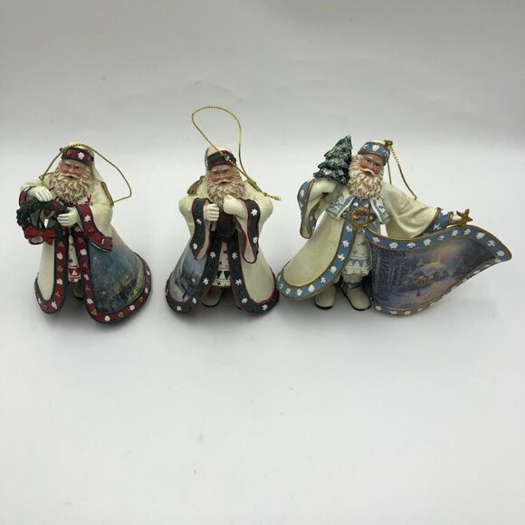 Vintage Ashton Drake 3 Set Santa Christmas Tree Ornaments Thomas Kinkade - Picture 5 of 12